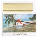 Pink Flamingo Santa Boxed Holiday Card