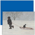 Kitten in Sled Boxed Holiday Card