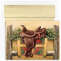Western Saddle with Lights Boxed Holiday Card