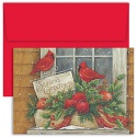 Cardinal Pair in Window Boxed Holiday Card