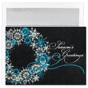 Silver & Blue Wreath Century Boxed Holiday Card