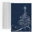 Swirl Tree On Blue Century Boxed Holiday Card