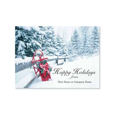 Old Fashioned Sled Holiday Card