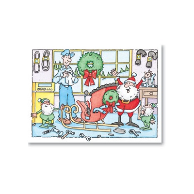 Santa's Running Again Holiday Card