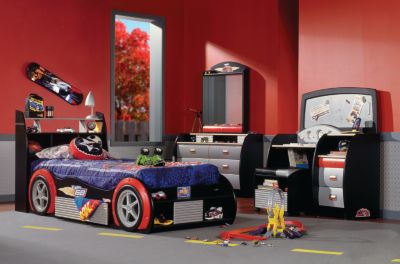 6 Piece Rev'd Up Car Twin Bookcase Bedroom Set , REV'D UP 6 PIECE ...