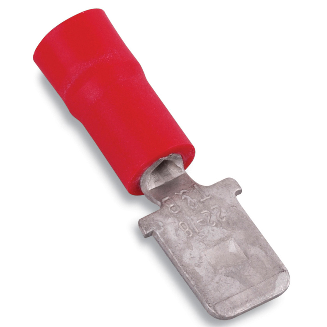 Product image for Thomas & Betts 18RA-250T 22 to 18 AWG Insulated Vinyl Male Tab