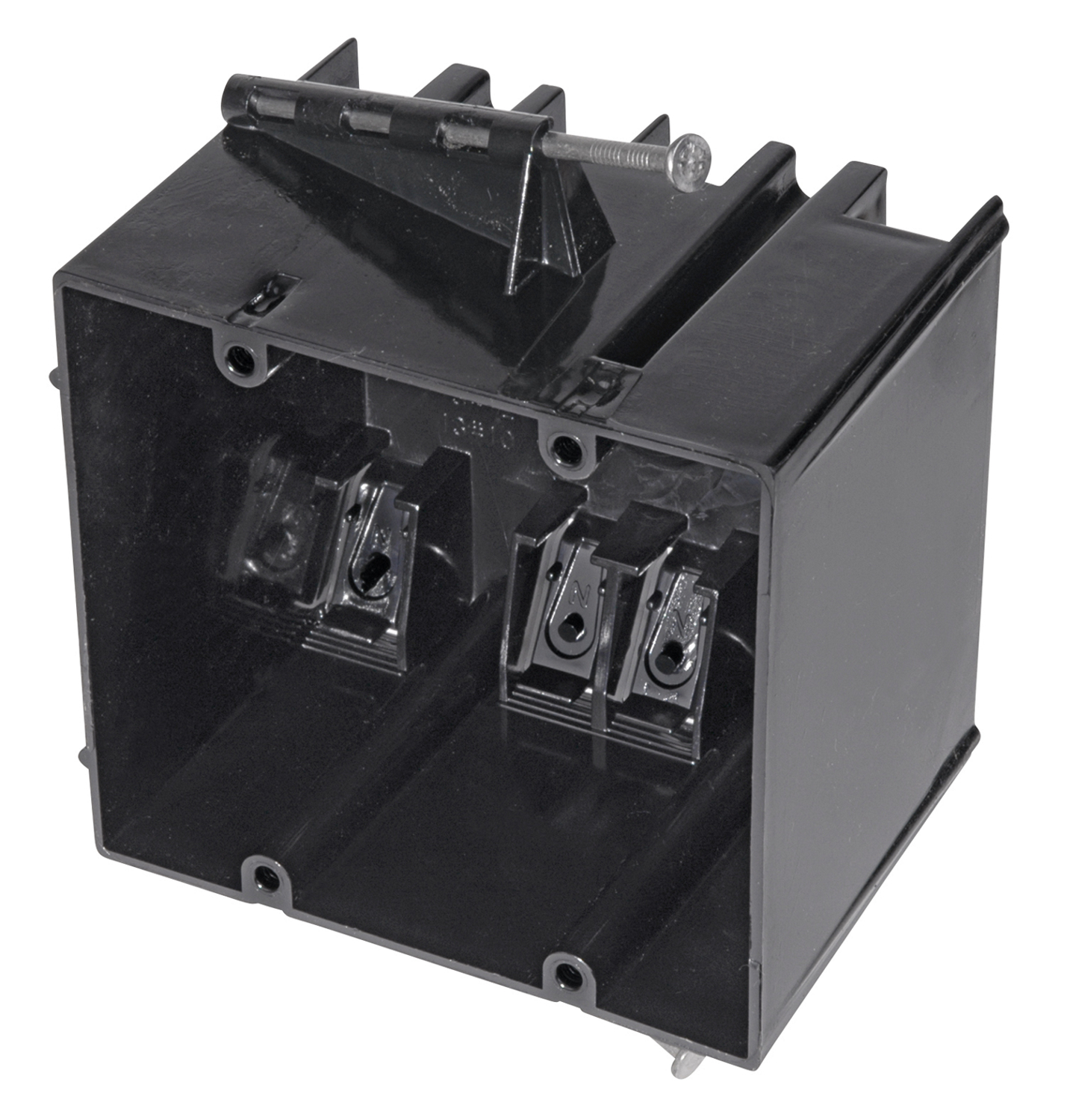 Product image for Carlon 234-N 2-Gang 4 Inch Width 34cu.in Non-Metallic Nail-On Switchbox with Clamp
