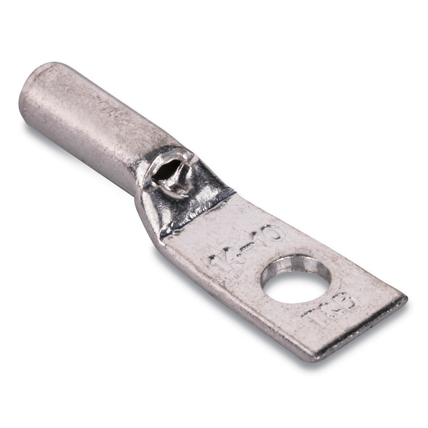 Product image for Thomas & Betts 256-30695-1351 #14-10 AWG 1-Hole Copper Lug, Standard Barrel, Tin-Plated, #8" Bolt