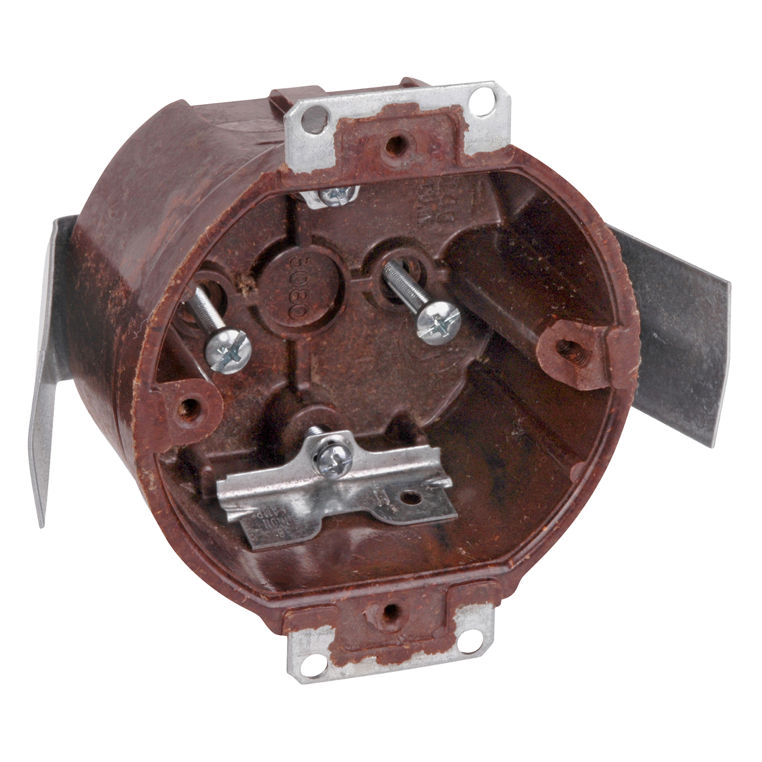 Carlon® Ceiling/Fixture Outlet Box, Non-Metallic, 3-1/2 in Diameter, Round Shape, Panel/Ears Mounting, 14 cu-in Capacity, Phenolic, Brown, 2-1/8 in D Dimensions