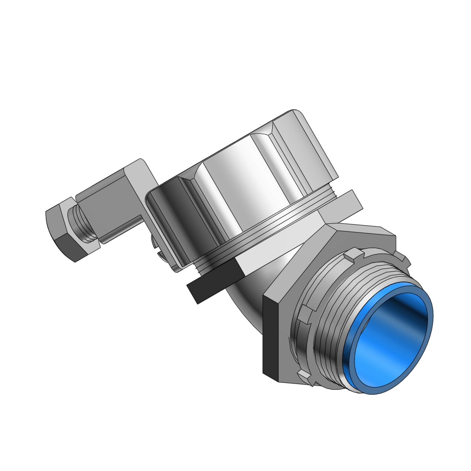 Product image for Thomas & Betts 5342GR 1/2 Inch 45 Degree Insulated Liquidtight Ground Fitting