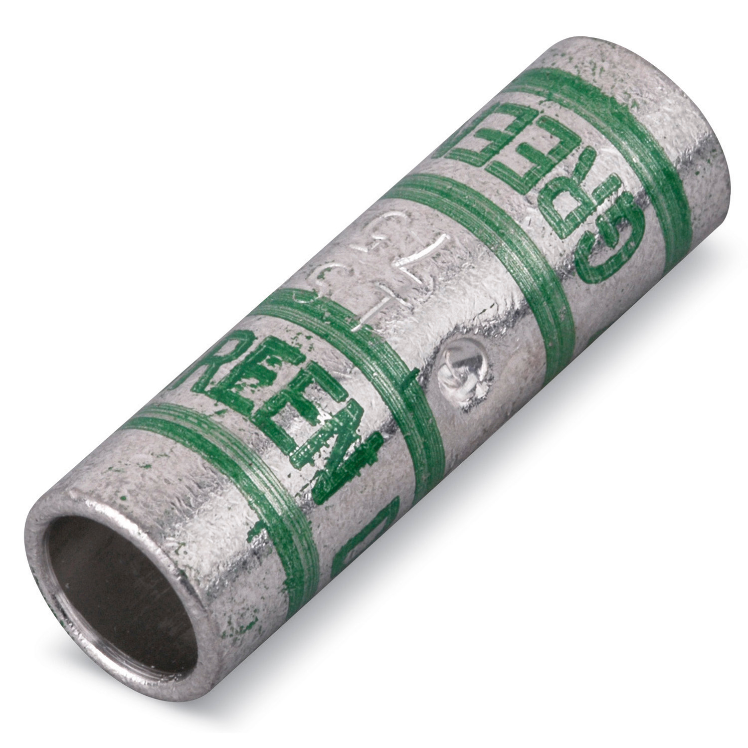 Product image for Thomas & Betts 54508 Copper 2-Way Splice Connector - Standard Barrel - Green - #1AWG