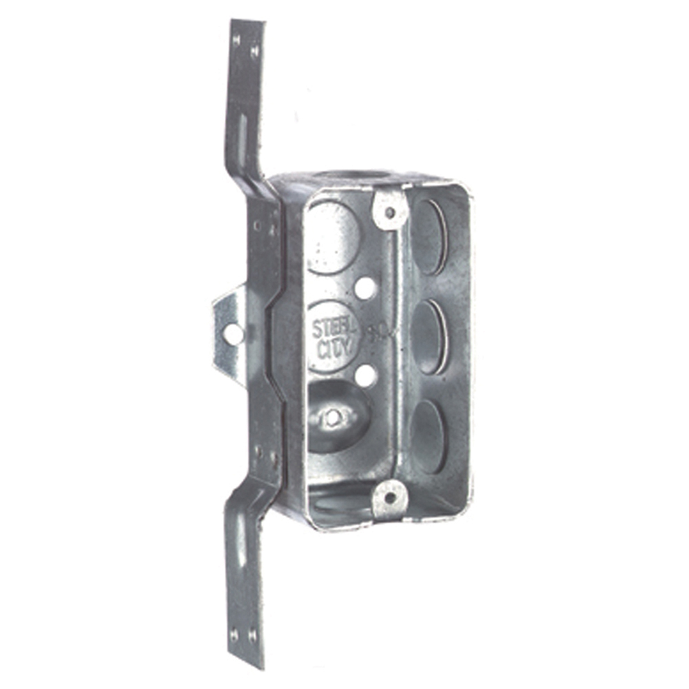 Steel City Utility Handy Box, 1 Gang, 6 Knockouts, 1/2 in Knockout, Knockouts Cable Entry, Threaded Mount, 13 cu-in, Steel, Pre-Galvanized, 4 in L x 2-1/8 in W x 1-7/8 in D