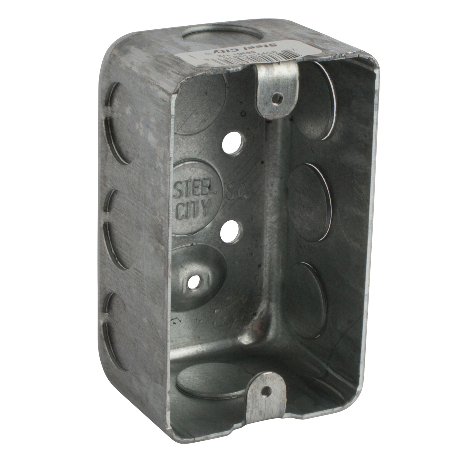 Steel City reg; Utility Handy Box, 1 Gang, 6 Knockouts, 1 #047;2 in Knockout, Knockout Cable Entry, Threaded Mount, 17 cu-in, Steel, Pre-Galvanized, 4-1 #047;8 in L x 2-1 #047;2 in W x 1-15 #047;16 in D