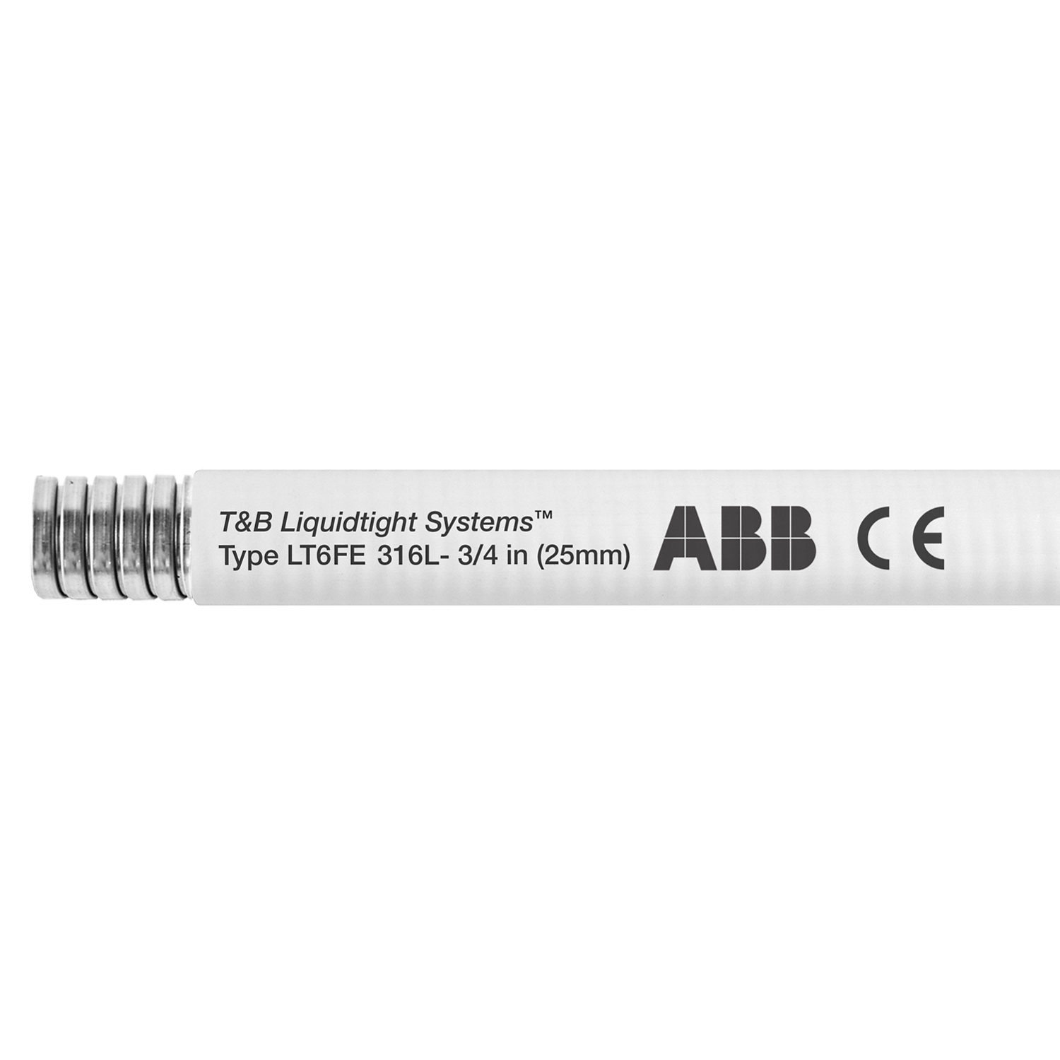 Product image for T&B LT6FES03W-A LFMC SS316 FB AM 3/4IN WHT 8M/25FT