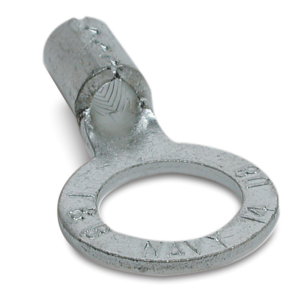Product image for Thomas & Betts D8-10 #8 AWG Wire Range #10 Bolt Hole Non-Insulated Brazed Seam Metallic Ring Terminal