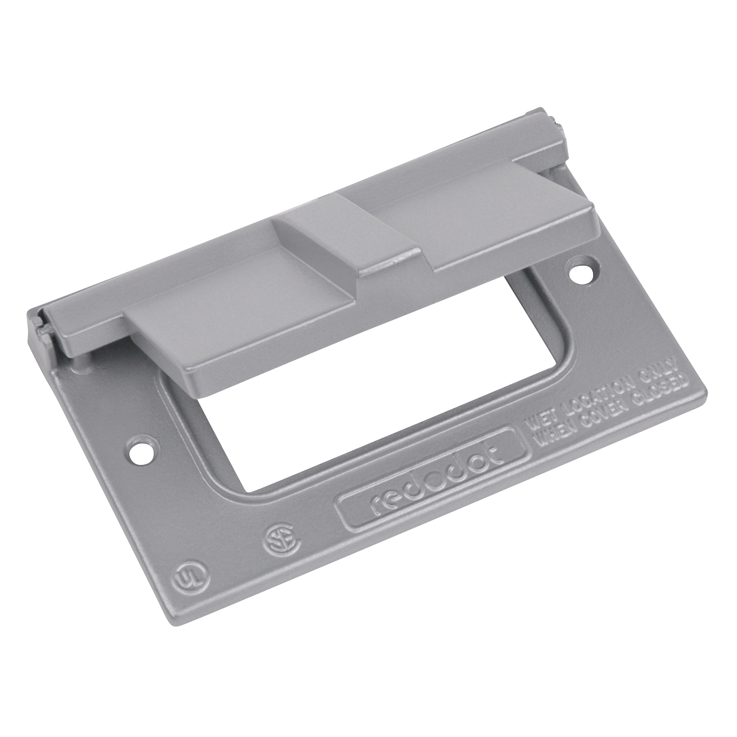 Red Dot® Electric Box Cover, Weatherproof, 1 Gang, Wiring Device/Switch/Receptacle Cover, Horizontal Mounting, Surface Mounting, Die Cast Aluminum, Aluminum Lacquered, Silver