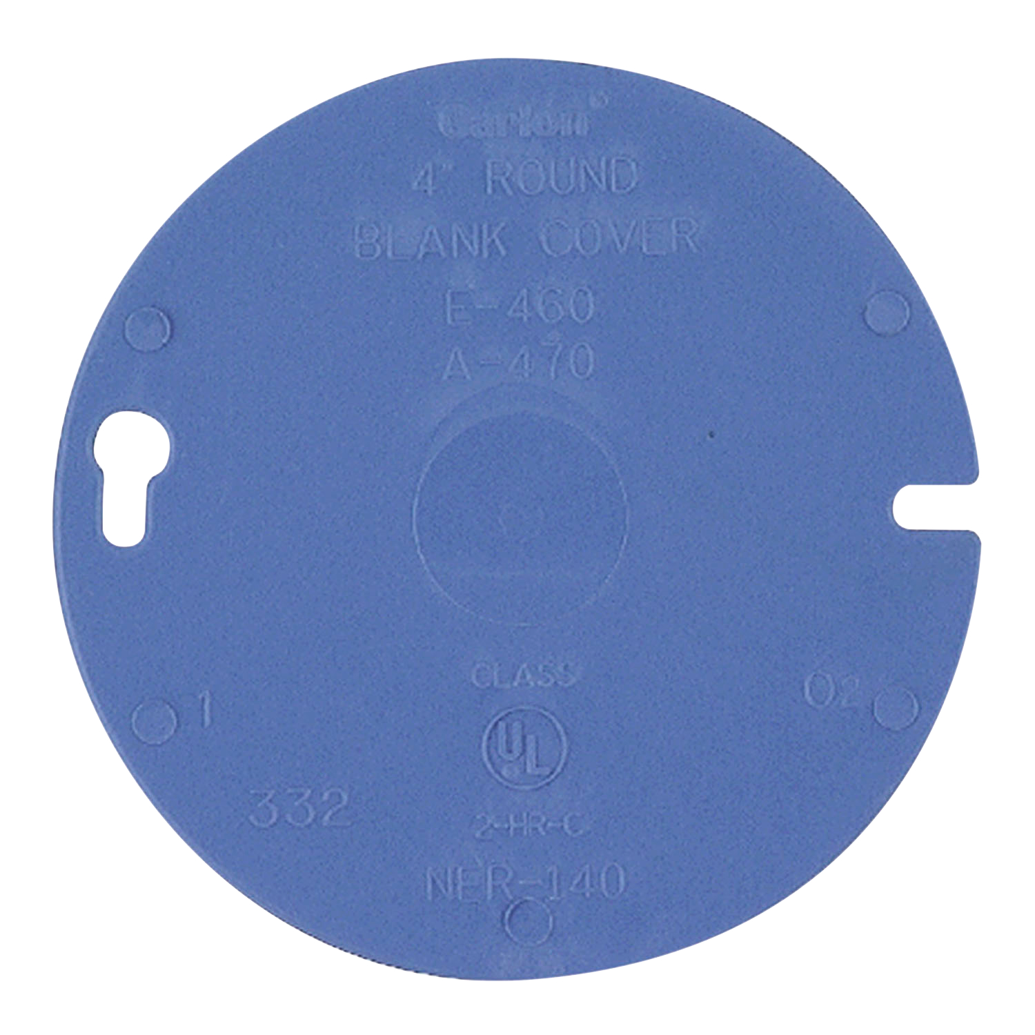 Carlon® Round Box Cover, Blank Non-Metallic, 1 Gang, 4 in Diameter, Round Shape, Ceiling Mounting, Blue