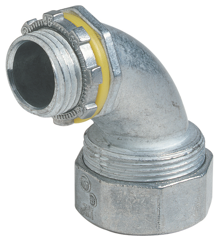 Product image for Steel City LT-295 1-1/2 Inch Liquidtight Flexible Metal 90 Degree Die-Cast Zinc Conduit Connector