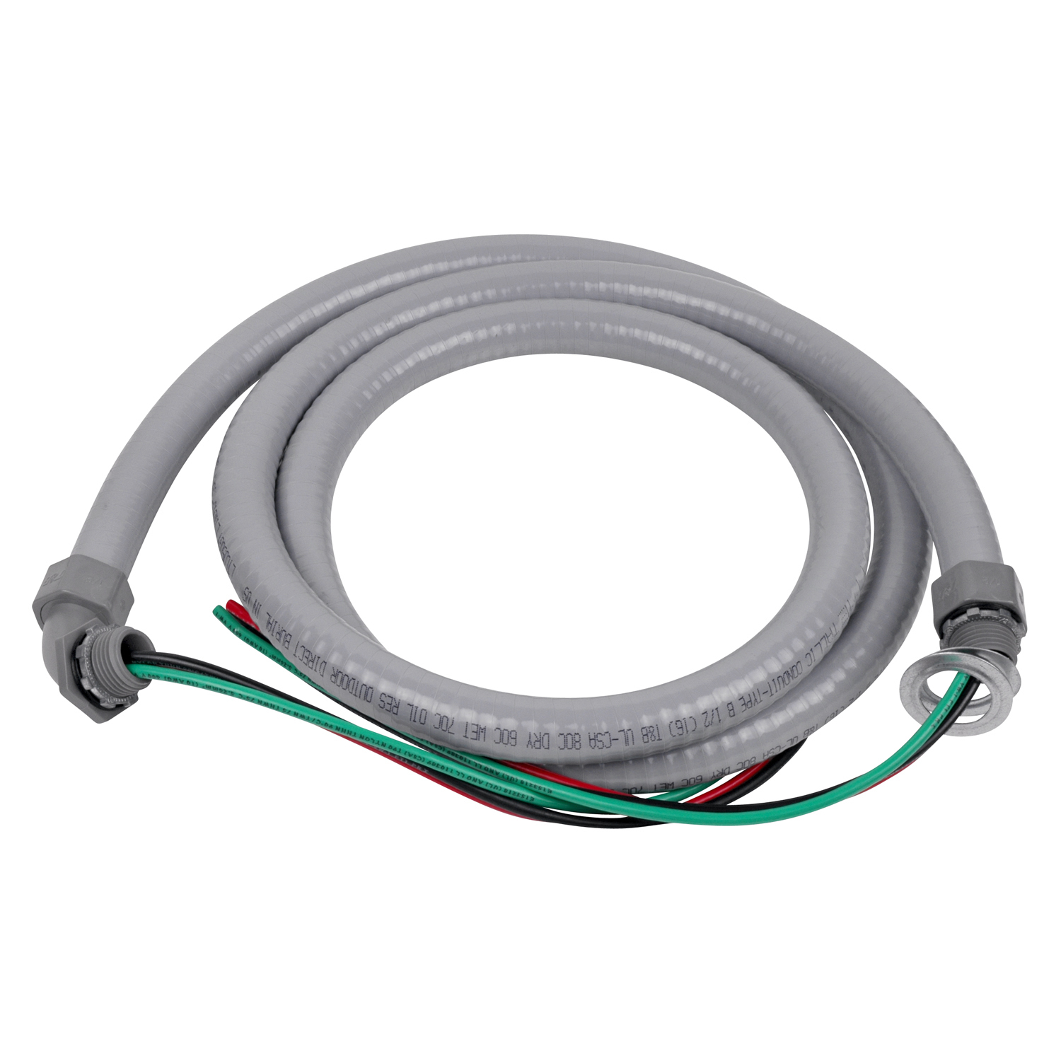 Product image for Steel City LTWHIP-34-6-8 8 AWG 3/4 Inch 6 Foot Non-Metallic Liquidtight Flexible Conduit