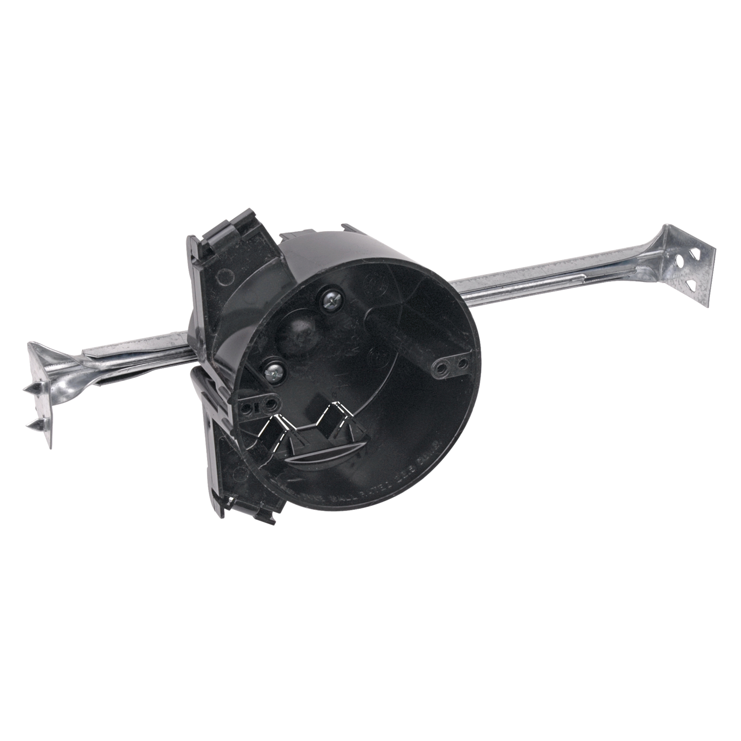 Product image for Carlon N-423-C-94-V 4 Inch Diameter Black Polycarbonate Adjustable Bar Hanger Mounting Round Ceiling Box