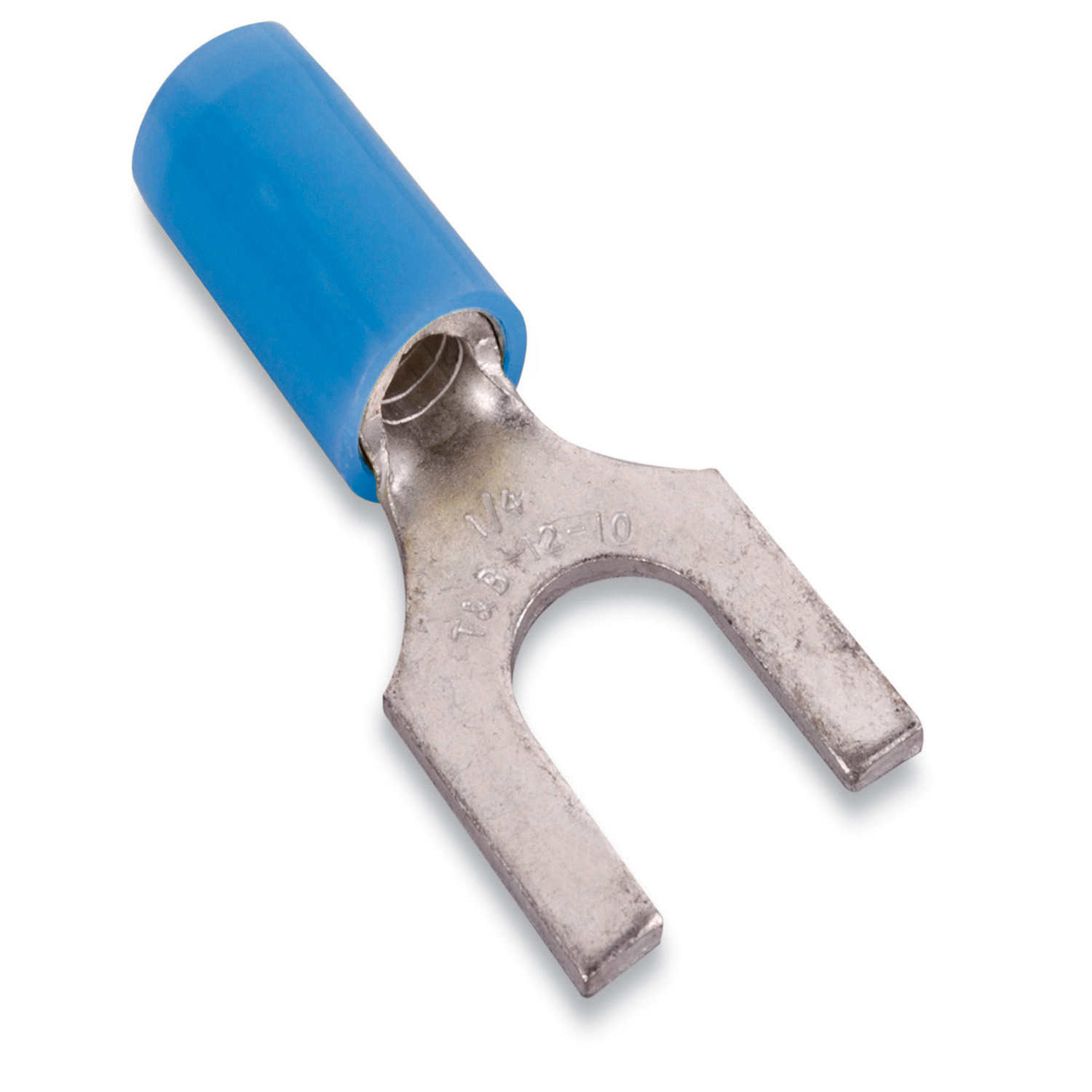 Product image for Thomas & Betts RB14-14F 18 to 14 AWG 1/4 Stud Blue Electrotinned Copper Nylon Insulated Fork Terminal