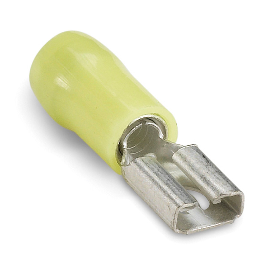Product image for Thomas & Betts RC10-250F 12-10 AWG Wire Range 1.04 Inch Length .250 Inch Tab Insulated Nylon Female Disconnect
