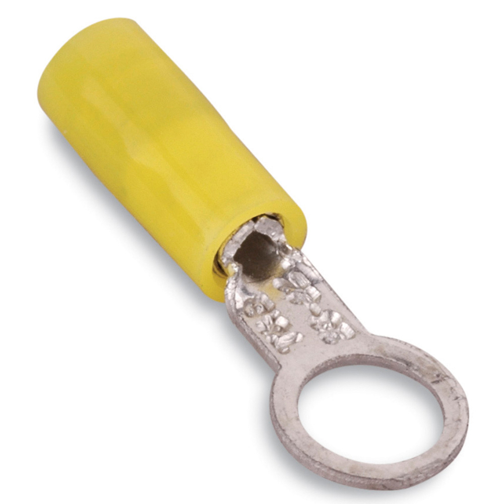 Product image for Thomas & Betts RZ22-6 26 to 22 AWG #6 Stud Yellow Electrotinned Copper Nylon Insulated Ring Terminal