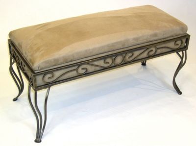 Metal Benches on Home   Benches   4d Concepts Upholstered Bench With Metal Scroll