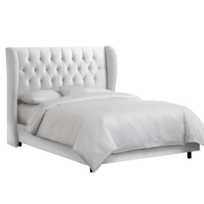 ... - Beds - Skyline Furniture Tufted Wingback Bed in Velvet White