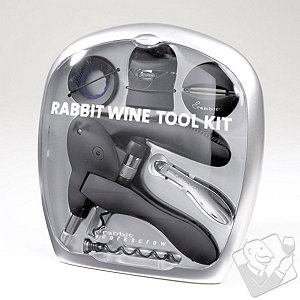 Rabbit Corkscrew 6 Piece Wine Kit (Black)
