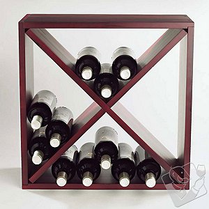 Wine Enthusiast 24-Bottle Compact Cellar Cube Wine Rack, Mahogany