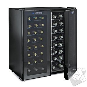 Wine Enthusiast Silent 48 Bottle Touchscreen Double Door Dual Zone Wine Refrigerator (Smoked Glass Doors)