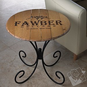 Authentic Barrel Head End Table With Personalized Wine Theme