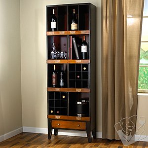 Library Bookcase with Two Wine Casiers Library Bookcase with Two Wine Casiers