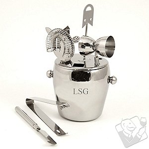 Monogrammed Bey-Berk Stainless Steel Seven Piece Ice Bucket Set Monogrammed Bey-Berk Stainless Steel Seven Piece Ice Bucket Set
