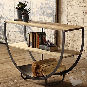 Industrial Demilune Console with Shelves Industrial Demilune Console with Shelves