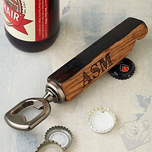Monogrammed Reclaimed Bourbon Barrel Beer Bottle Opener Monogrammed Reclaimed Bourbon Barrel Beer Bottle Opener