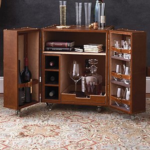 Leather Trunk Bar End Table Leather Trunk Bar End Table