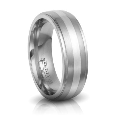 7mm Titanium & Sterling Silver Band