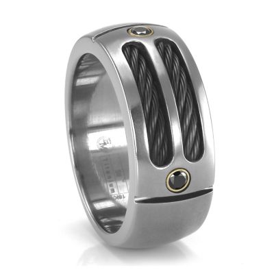 SPORT Grey Titanium & Black Diamond Ring