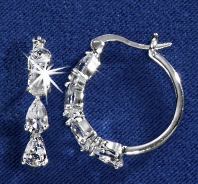 White  Topaz Pear Hoops