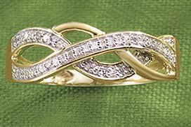 Anillo c/trenza de diamantes