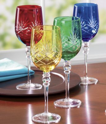 Sets de cristaler�a de vidrio grabado, 4 pzs.