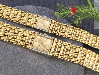 His or Hers 10-Diamond Personalized Watch