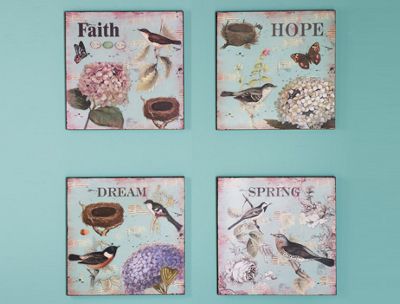 Set de 4 impresiones de p�jaros Natural Inspiration
