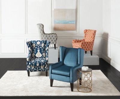 Coleman Navy Wingback Chair Art Van