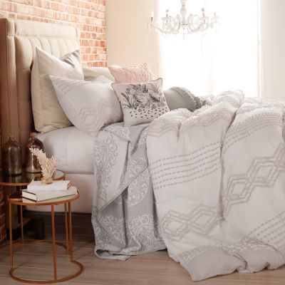 Cut Geo Cream 3 Piece Queen Comforter Set Art Van Home