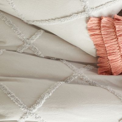 Chenille Lattice Grey Queen 3 Piece Comforter Set Art Van Home