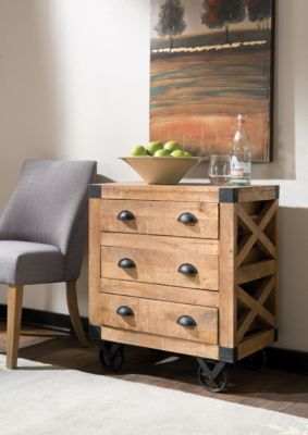 Mango Wood Wheeled Cabinet Art Van