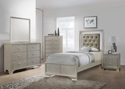 Lyssa Champagne 5 Piece Twin Bedroom Set Art Van